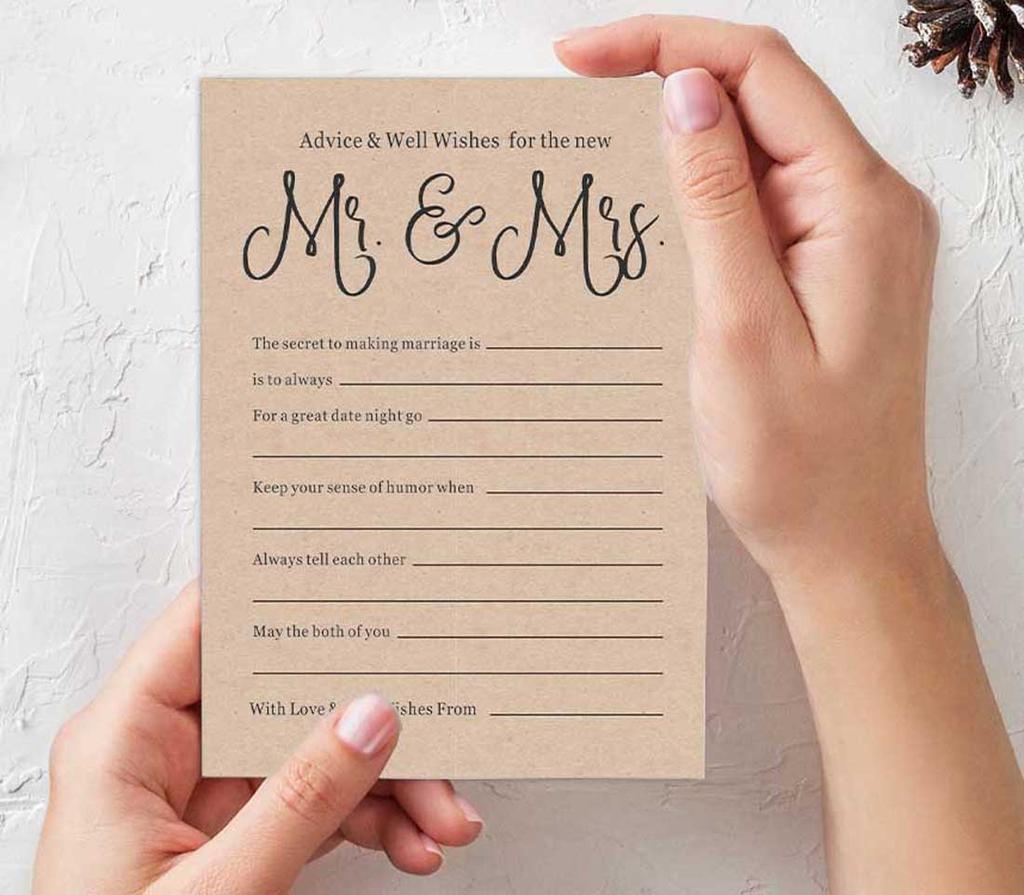 Inkdotpot Упаковка из 50 карточек с советами из деревенской крафт-бумаги, советы и пожелания для жениха и невесты, свадебная игра «Мистер и миссис» размером 5x7 дюймов