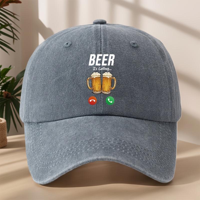 MAKEFGE Funky Beer Print Baseball Cap Vintage Washed Soft Comfortable Breathable with Adjustable Strap for Outdoor Sports