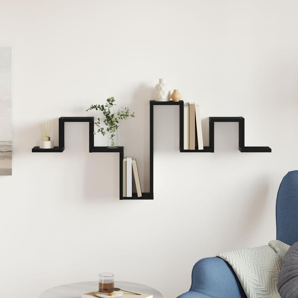 Corner Creative Wave Floating Shelf Wall Shelf, Wood Grain Corner Frame Rustic Wood Wall Hanging, Room Decoration Floating Shelf 104.5x10x43 Cm