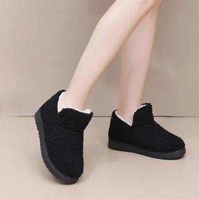 Женская мягкая обувь, зимняя мода, плюшевые теплые хлопковые зимние ботинки на толстой подошве, нескользящие мягкие подошвы, уличные ботильоны, защищающие от холода