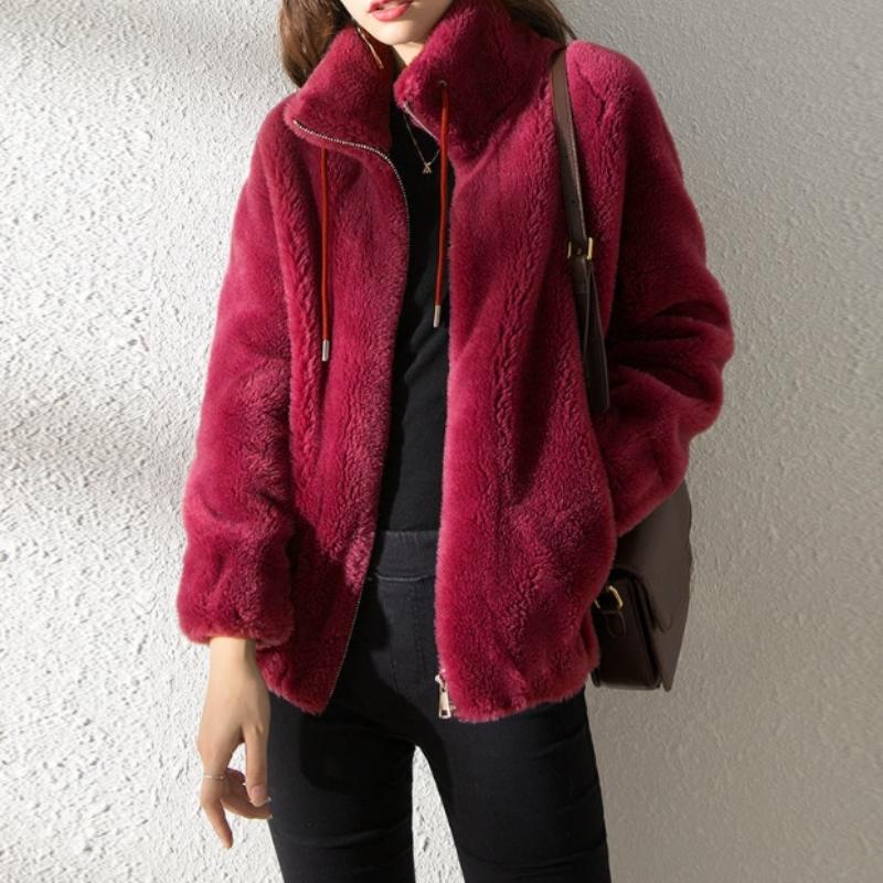Зимняя женская флисовая куртка с воротником-стойкой из утолщенного двухстороннего флиса с капюшоном, кардиган на молнии, флисовая куртка