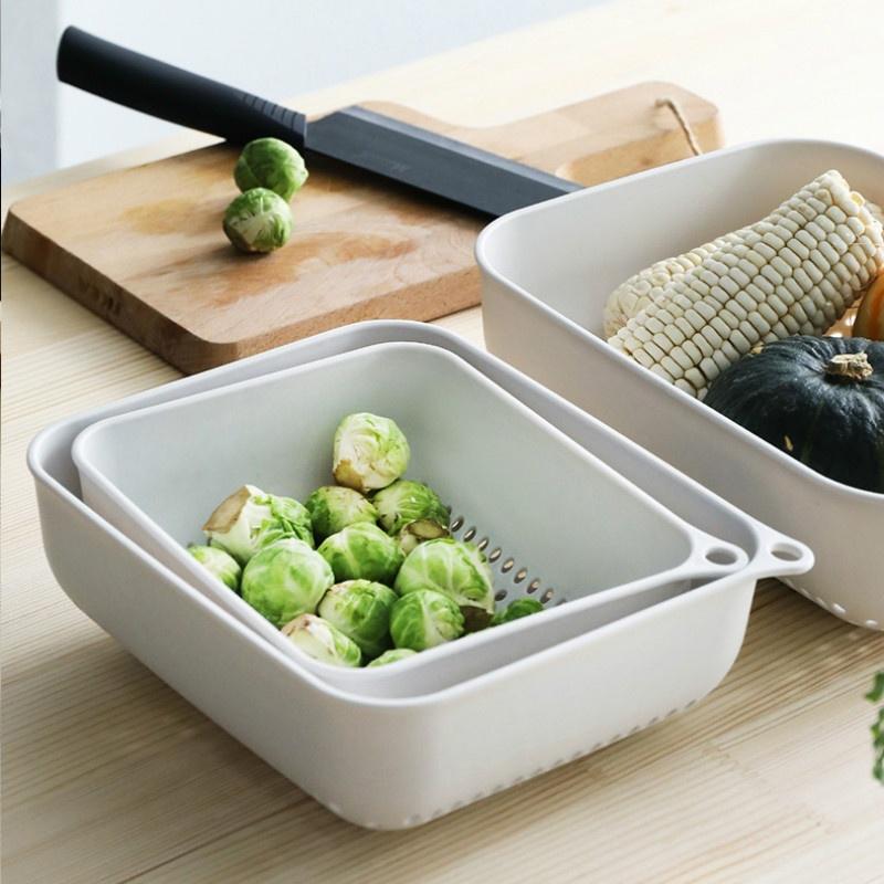 3 шт./компл., прямоугольная кухонная корзина для хранения фруктов и овощей, трехсекционная сливная корзина, пластик