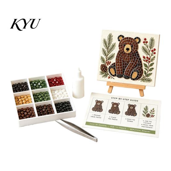 Christian Sympathy Gift DIY Sea Glass Mosaic Art Kit, 3D Forest Animal Craft Set with Handmade Wall Colorful Pieces for Adults Beginners, Artwork Home