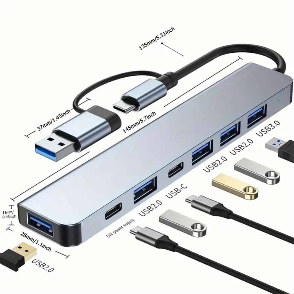 7-портовый USB C 3.0 Type C Хаб-расширитель OTG-адаптер Док-станция Высокоскоростная передача данных для ноутбука Жесткого диска Мыши Клавиатуры