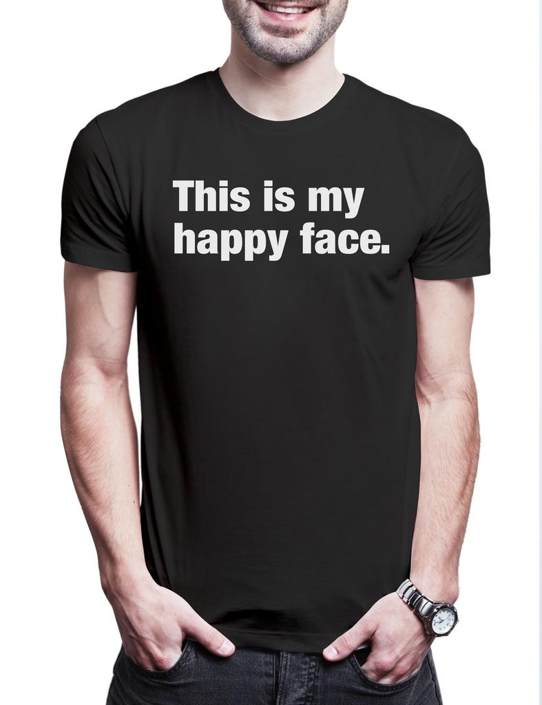This Is My Happy Face B Herren T-Shirt Slogan Spruch Motto Fun Spaß Comedy Joke