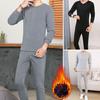 2 Pcs/Set Winter Men Thermal Underwear Set Round Neck Long Sleeve Warm Thick Plush Plus