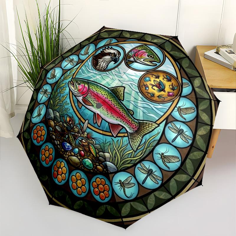Life Cycle pattern umbrella, portable and foldable design, 8 ribs, a casual accessory for Halloween, Christmas, and birthday gifts.