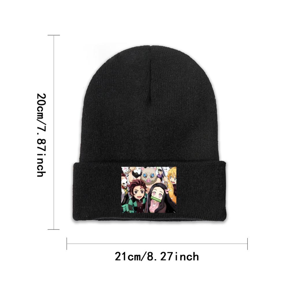 Kimetsu No Yaiba Demon Slayer Knit Hat Beanies Autumn Winter Hat Warm Unisex Hip Hop Manga Japan Samurai Cap Unisex Women Gifts