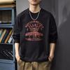 Осенняя модная мужская футболка с длинными рукавами и фирменным принтом, свободная футболка в американском ретро-стиле, свитер с круглым вырезом из плотного хлопка