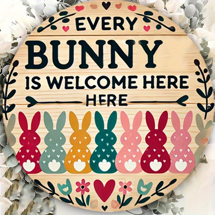2D Flat 20cm Easter Bunny Welcome Sign Wooden Wall Hanging Decor - Car Balloon Universal Holiday Wooden Pendant, Home Decoration, Welcome Sign Party