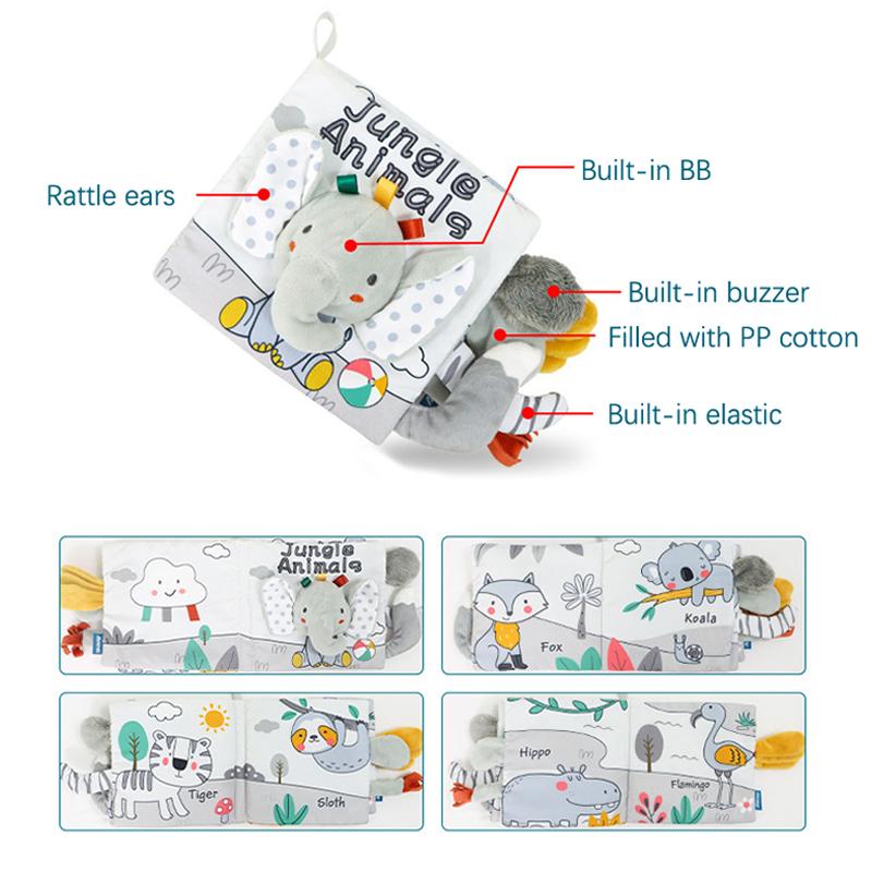 1 шт., игрушки для новорожденных, тканевая книга Монтессори, книги для чтения для новорожденных, тканевые книги