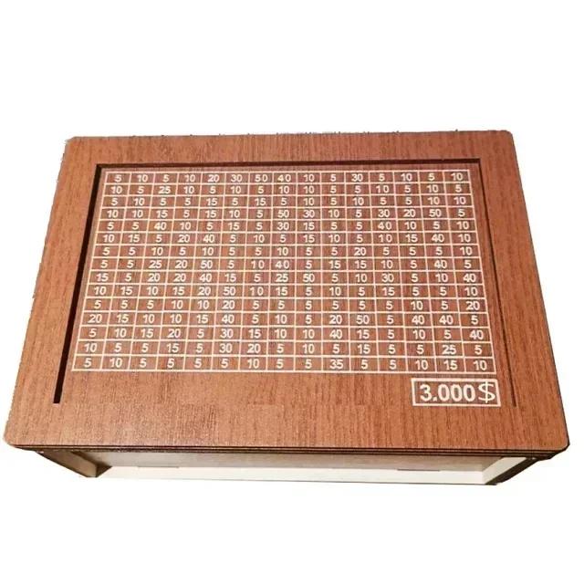 Копилка для денег 500/1000/2000/3000/5000/10000 евро, деревянная копилка для денег, многоразовая копилка с копилками для целей и чисел
