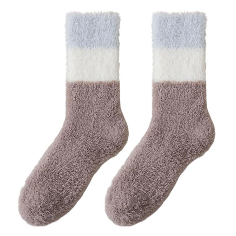 Winter Coral Fleece Socks Sleeping Mid Tube Socks Women Floor Plush Socks For Female Men