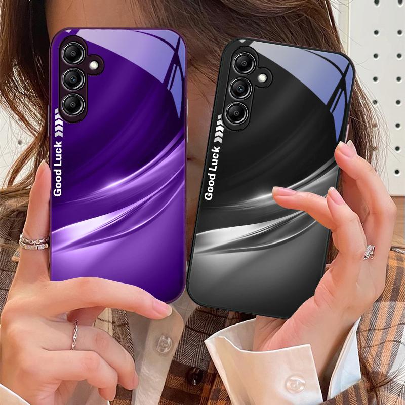 Счастливый Градиентный Волна Для Samsung Galaxy A14 4G 20 30 52 20S 21S 22 32 33 34 42 50 51 53 54 70 71 72 73 5G Стеклянный Чехол для Телефона