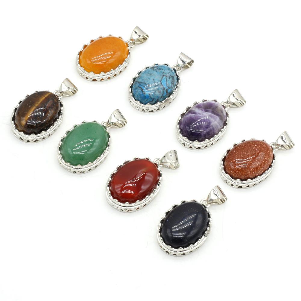 Кулон из натурального камня овальный розовый кварц аметист опал малахит лазурит агат зеленый авантюрин подвески для изготовления ювелирных изделий DIY аксессуары для ожерелья