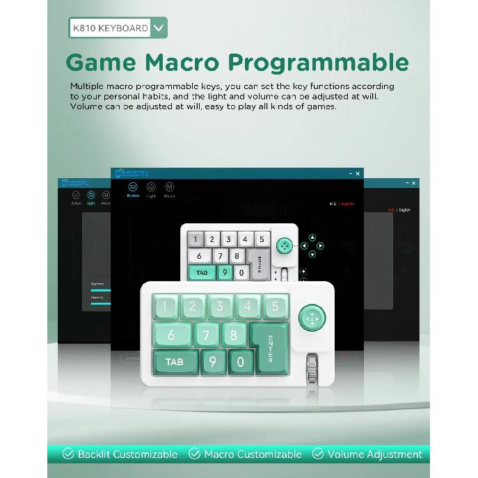 Macro Programming Mechanical Keyboard Numeric Keypad 12 Keys Joystick Control One Handed Keypad RGB Mini Gaming Keyboard K810