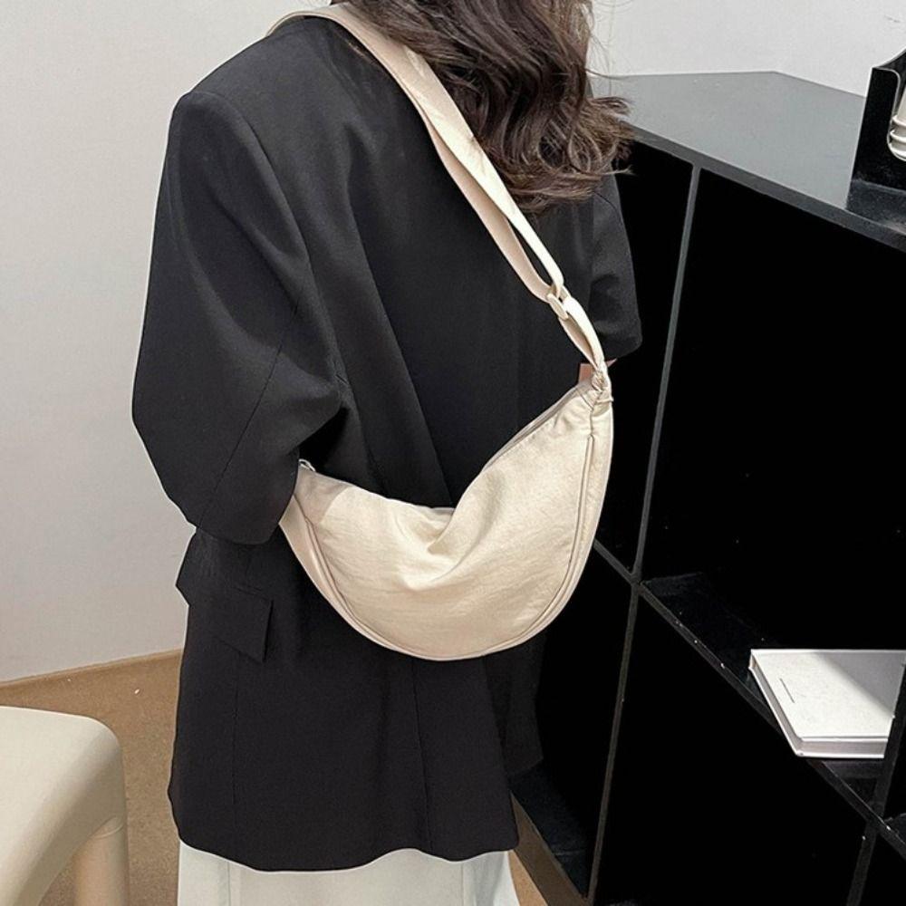 Handbag Single Shoulder Bags Underarm Bag Canvas Dumpling Bag Trendy Half-moon Bag Girls