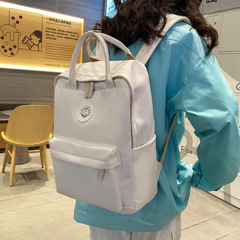 College Style Junior High School Student Schoolbag Solid Color Student Backpack Women's Nylon Backpack
