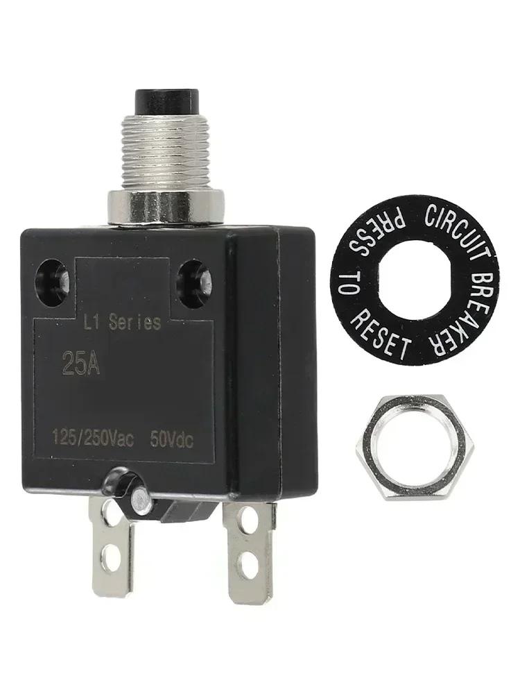 1pc 25A L1 Series Thermal Overload Protector Push Button Circuit Breaker Manual Reset Overload Protector For Home Appliances