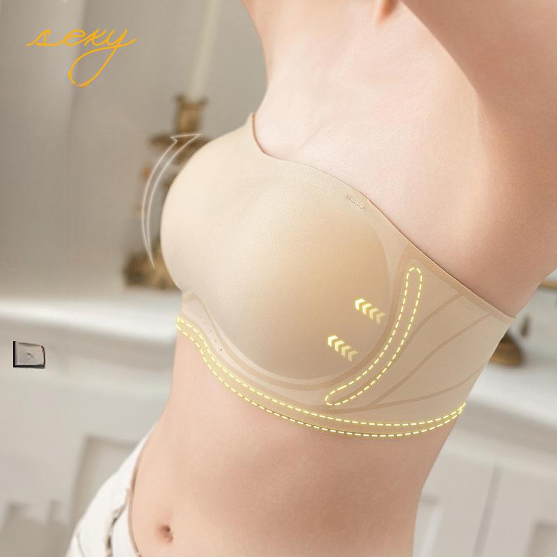 Underwear Women's Anti-slip Gathering Bra Seamless Beauty Back Wrap Chest Support Comfortable Bra Strapless Push Up Bra