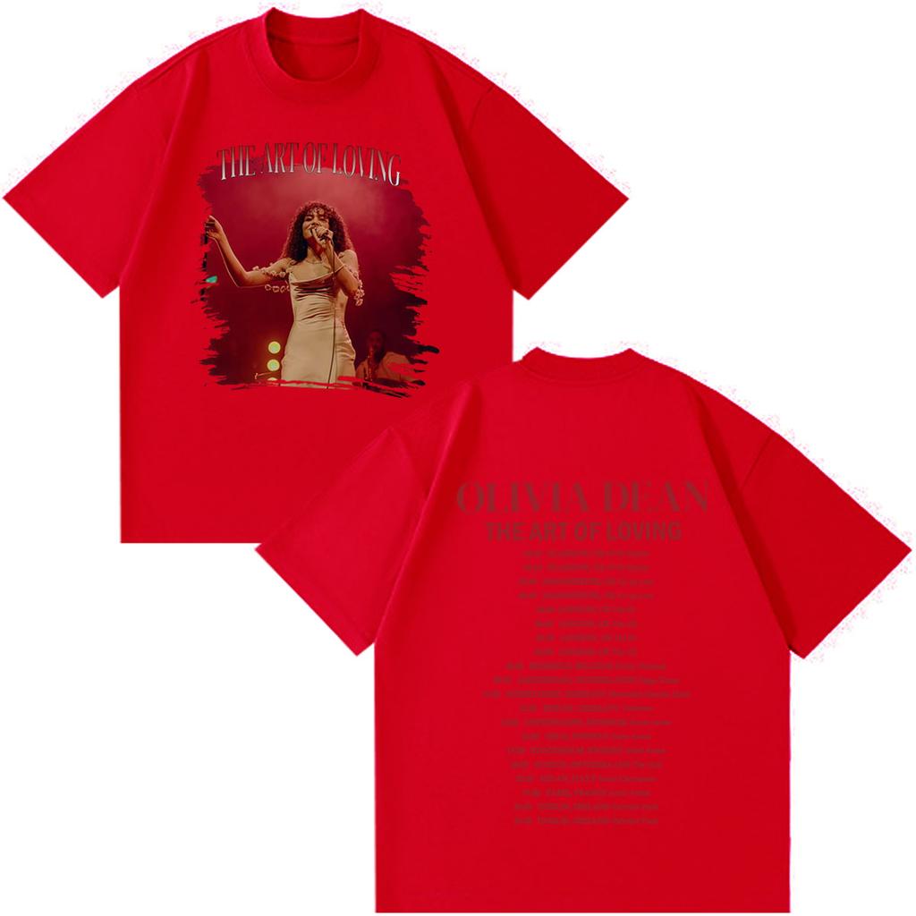 Olivia Dean Art Of Loving Tour 2026 Графическая футболка Унисекс Модная футболка унисекс Летняя Свободная Повседневная Хлопок Высококачественные футболки