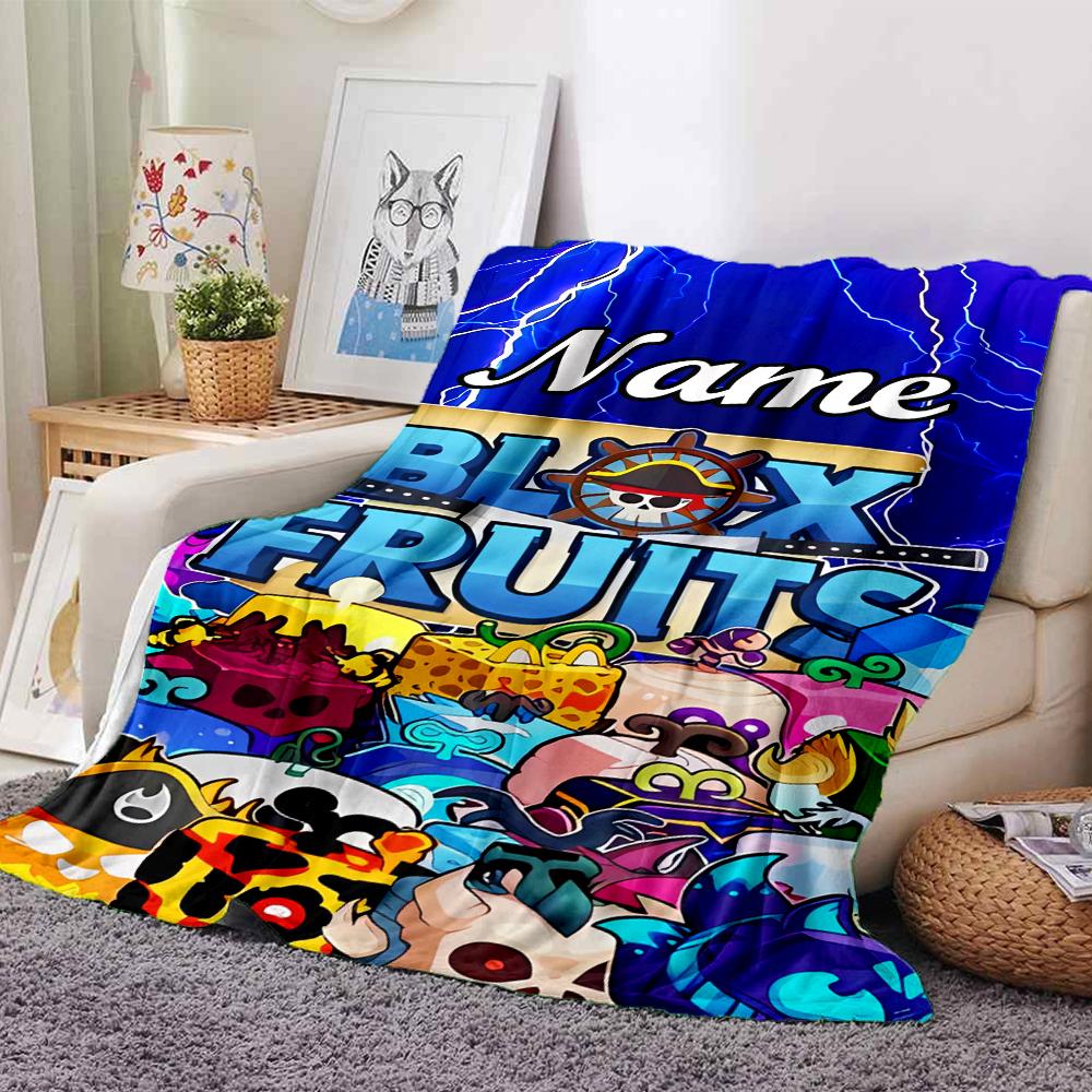 Customiz Name Personality Game Blox Fruits Blanket Soft &Warm Sofa Office Bed Travel Lunch Break Blanket, Gift Suitable All Seasons