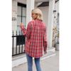 Women's Fashion Casual Spring Fall Plaid Print Long Sleeve POLO Neck Blouses & Shirts