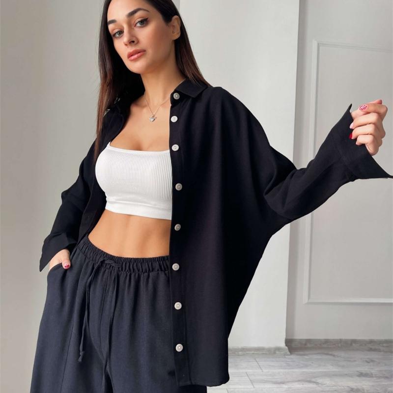 Кардиган, брючные костюмы, одежда для дома, женская одежда из 2 предметов, одежда для сна, зима-осень, ночная рубашка, однотонная винтажная элегантная базовая свободная повседневная домашняя одежда