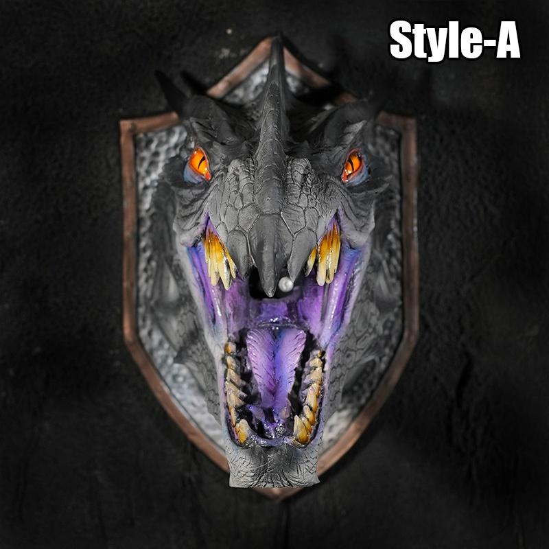 Sprayer LED Dragon Head Hanging Lamp Lantern Wall Lamp Resin Dinosaur Crafts Halloween Decoration Pendent Lamp