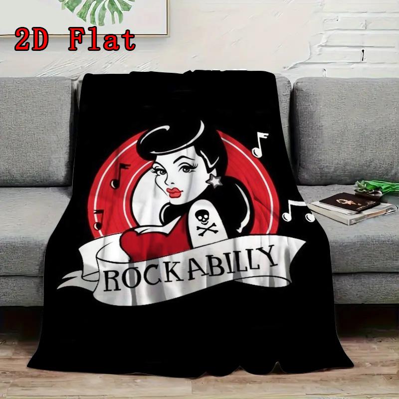 Retro Rock Poster 2D Flat Pattern Flannel Blanket High quality All Seasons Warmth and Comfort Perfect for Christmas Gifts.SMT0917544