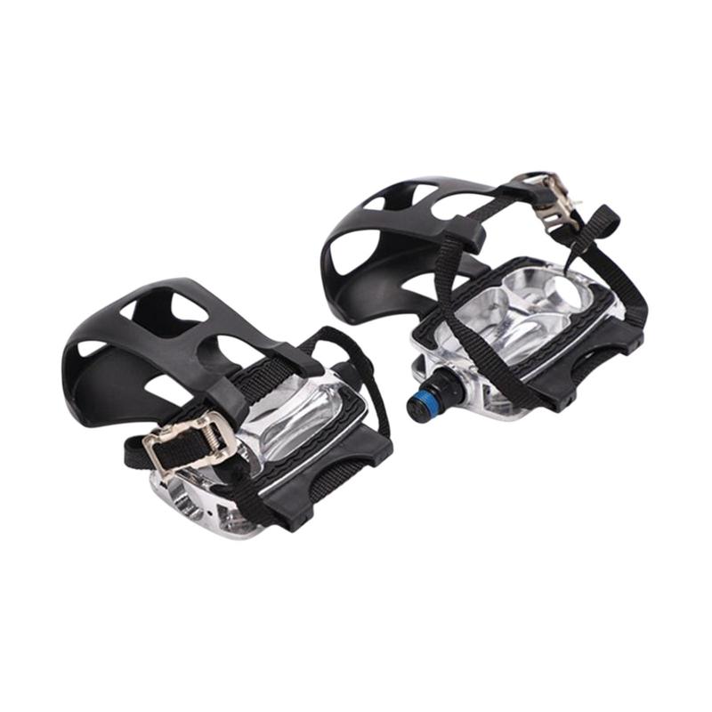 Exercise Bike Pedals 1/2” Thread Professional Non Slip Lightweight with Straps