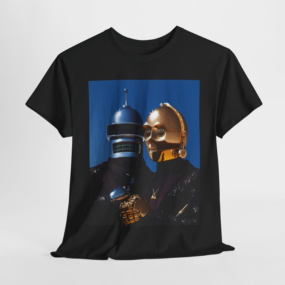 Гиковская Sci-Fi Кроссовер Футболка Бендер Футурама и c3po Звездные Войны Футболка Гик