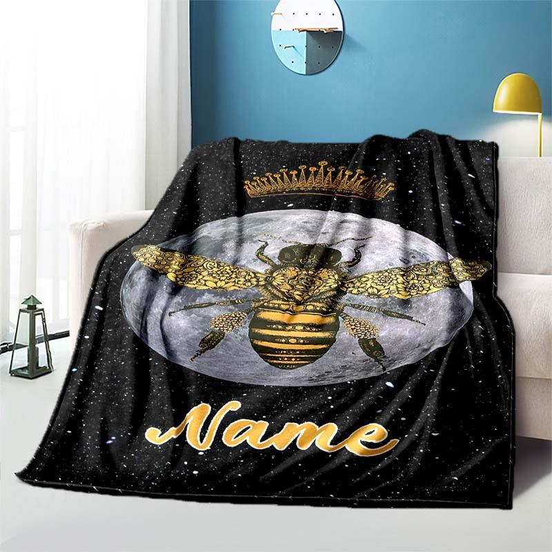 The Moon And The Bee Customize Your Name Blanket Used For Chair Office Sofa Bed Camping Soft And Warm Giving Friends And Relatives Birthday Graduation
