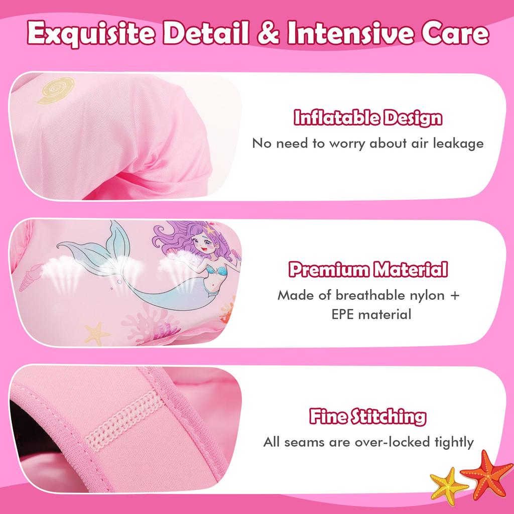 MoKo Toddler Swim Vest Cartoon Arm Sleeve Life Jacket Swimsuit Foam Safety Beach Toys Floating Vest Baby Floats Swimming Ring