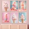 Fashion Pink Food Ice Cream Macaron Poster Pop Canvas Painting Print Wall Art HD Picture Girls Room Nursery Home Decor Frameless