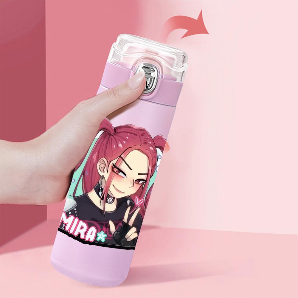 Аниме K-Pop Охотники на демонов Принт Термос Кружка Портативная Нержавеющая сталь 400 мл Бутылка для воды Герметичная Походная кружка для воды Детский подарок
