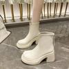 2024 Spring and Autumn Hot Selling High Quality Women's Boots Fashion Square Toe Solid Color High Heel Women's Short Boots