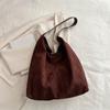 Vintage Women's Bag Large Capacity Suede Shoulder Bag Solid Color Simple Design Casual Commuter Shopper Tote