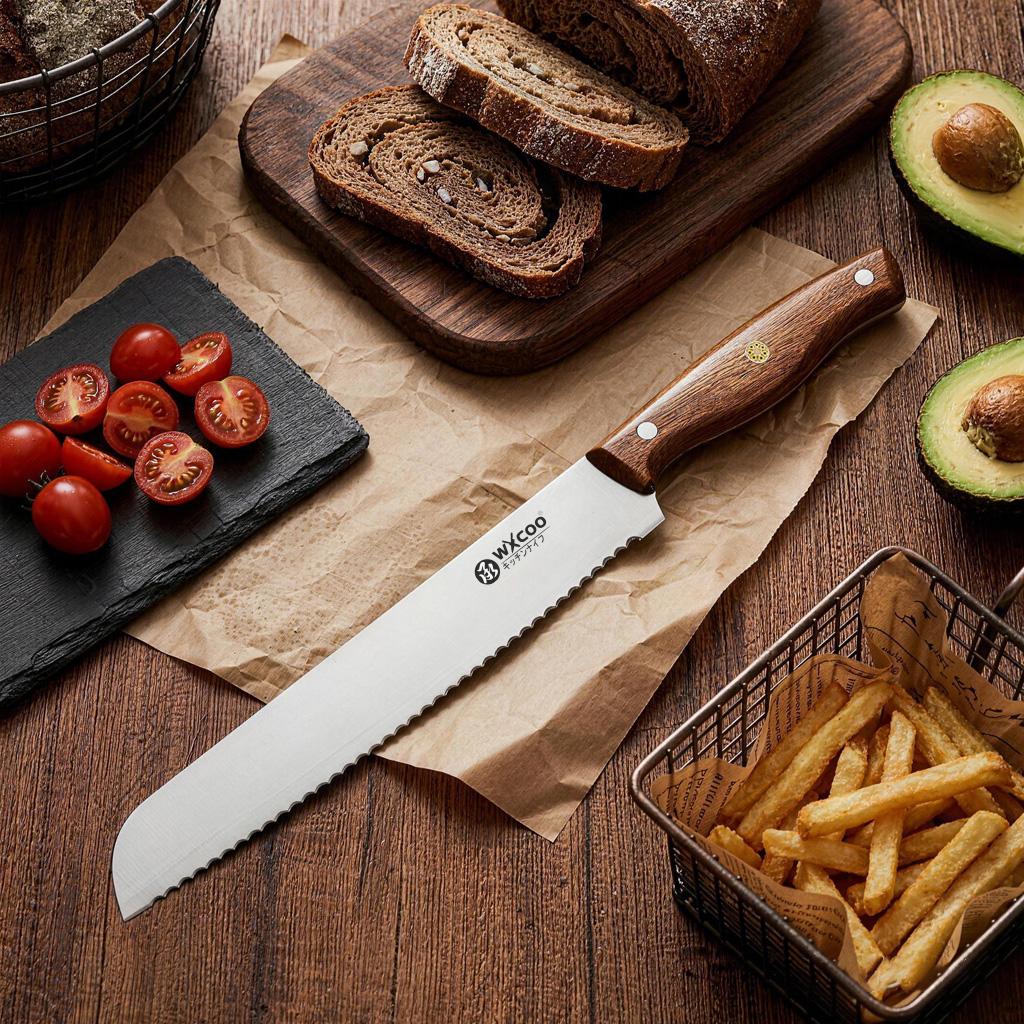 WXCOO1~4pcs Stainless Steel Bread Knife Set Kitchen Knife Japanese Santoku Slicing Knife Meat Cleaver for Home Kitchen Cooking