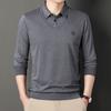 Spring and Autumn Men's Long-sleeved T-shirts, Middle-aged Lapel Casual Striped Polo Shirt Tops