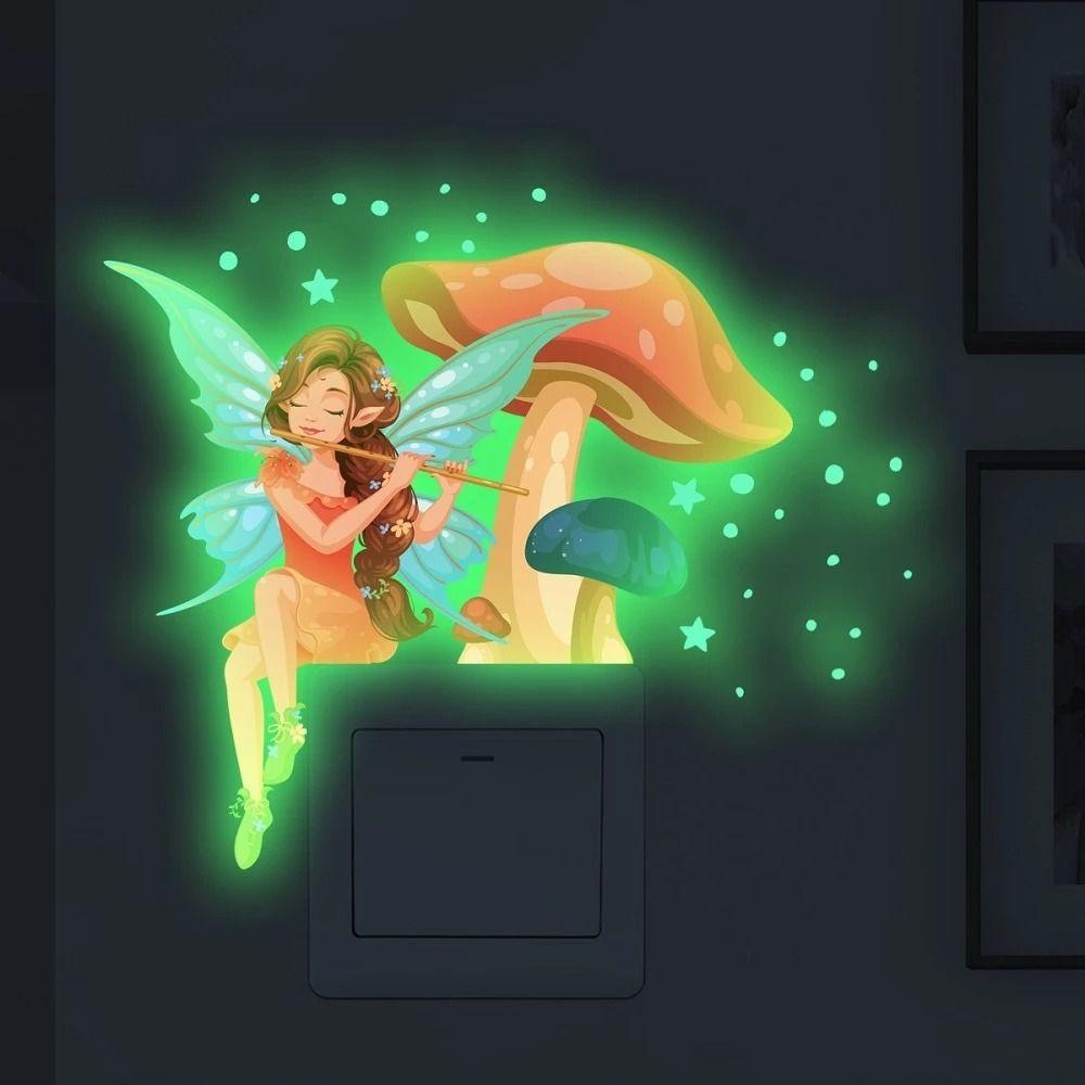Wall DIY Cartoon Switch Stickers Luminous Wall Stickers Fluorescent Sticker Fairy Mushroom Stickers