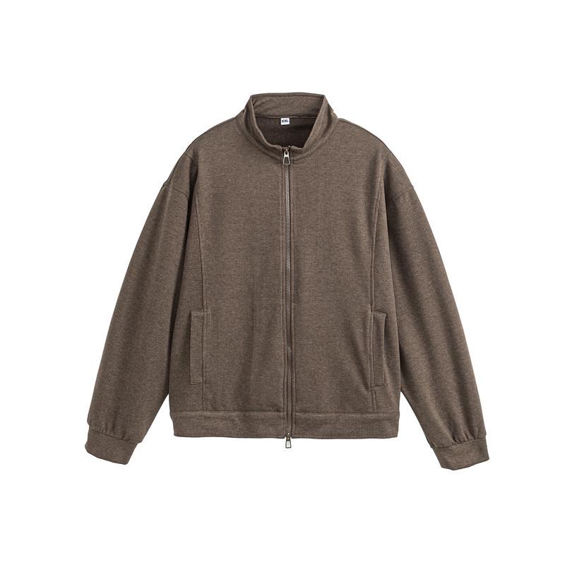 QIYOU 2025 Осень Ретро Повседневная Унисекс Толстовка-Куртка с Воротником-Стойкой