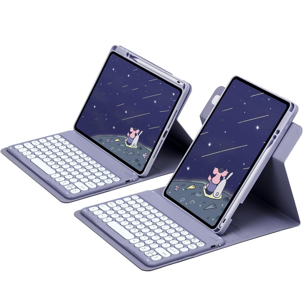 "Вращающийся акриловый чехол для iPad 10-го поколения со слотом для стилуса, 10,2-дюймовая магнитная Bluetooth-клавиатура и кожаная обложка"