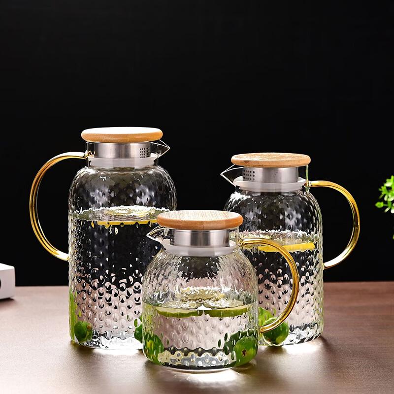 Jingxun Japanese Hammered Glass Pitcher with Stainless Infuser