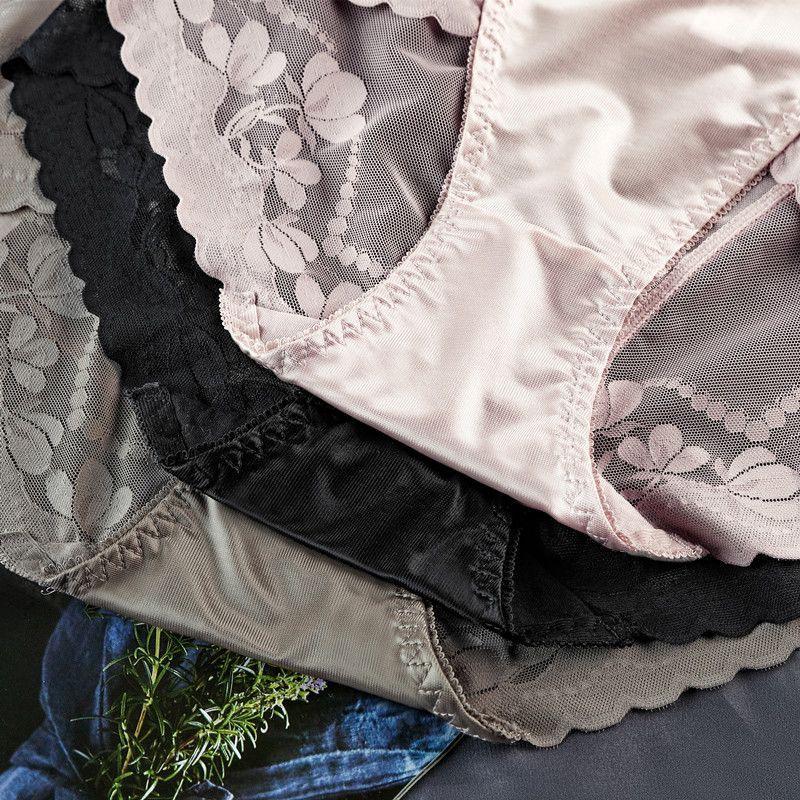 Трусики-стринги из высококачественного атласного кружева с высокой талией, поддерживающие живот, с приподнимающим бедра хлопковым швом и сексуальной сеткой, размер плюс