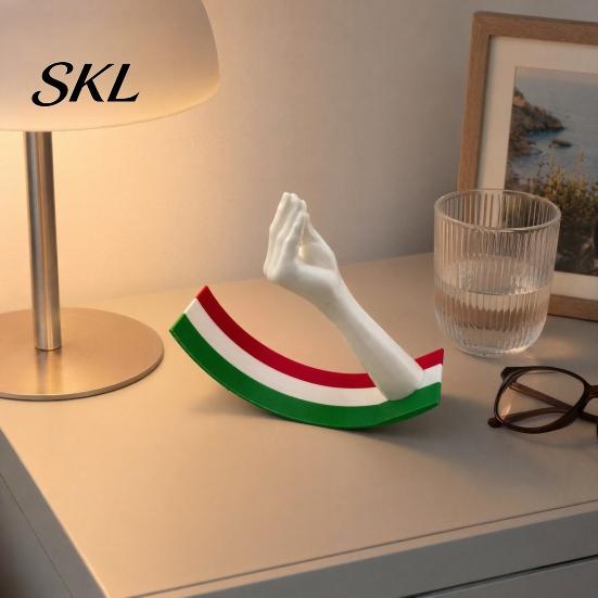 Minimalist Desktop Accents 3D Printed Gesture Figurine Ornament with Three-color Striped Base, Funny Nodding Unique Atmosphere Decor Shake Toy