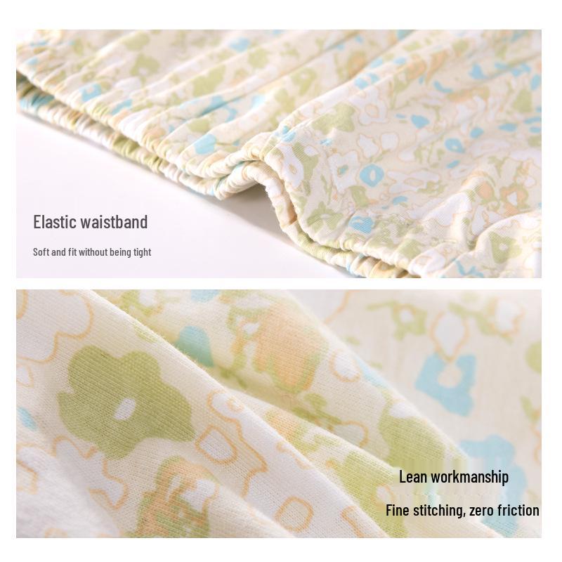 Женские трикотажные пижамные брюки из чистого хлопка - Весна/Лето, Свободный крой, Большой размер, Эластичная талия, Защита от комаров