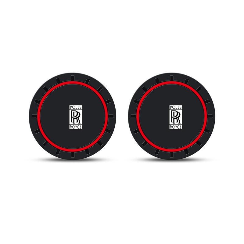 2PC Leather Interior Car Anti Slip Mat Coaster Car Water Cup Slot Accessory for Rolls-Royce Cullinan Phantom Ghost Wraith Dawn