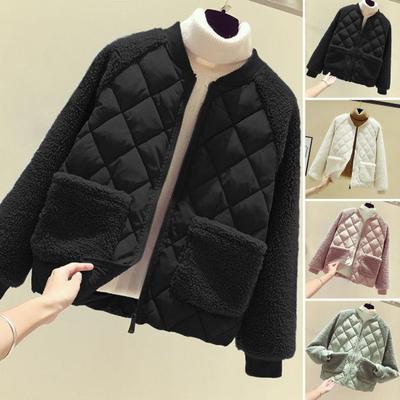 Женское зимнее пальто с двойными карманами, флисовая пэчворк-подкладка, толстый круглый вырез