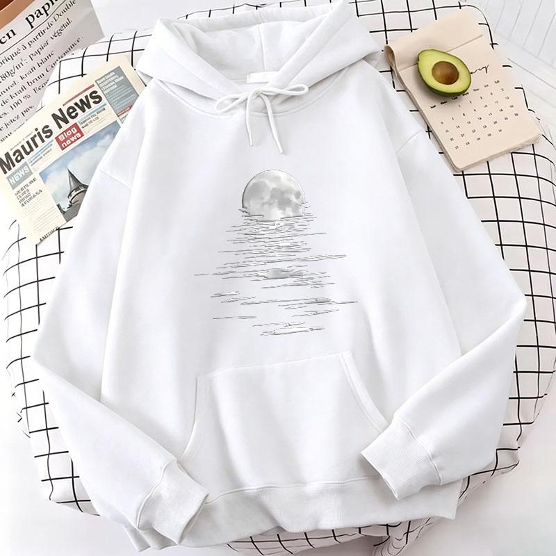 2026 Retro Moon Print Hoodies Spring Autumn Winter Casual Hoodies Sweatshirts Men Women Tops Hoodie Sweatshirt